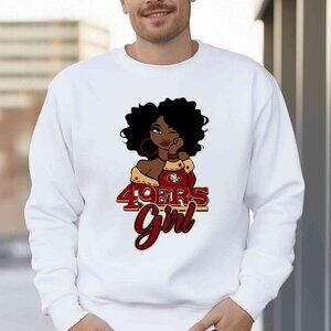 San Francisco 49ers Sweatshirt Retro Black Girl NFL Football Crewneck 05